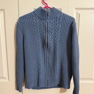 Lands' End Blue Cable Knit Sweater